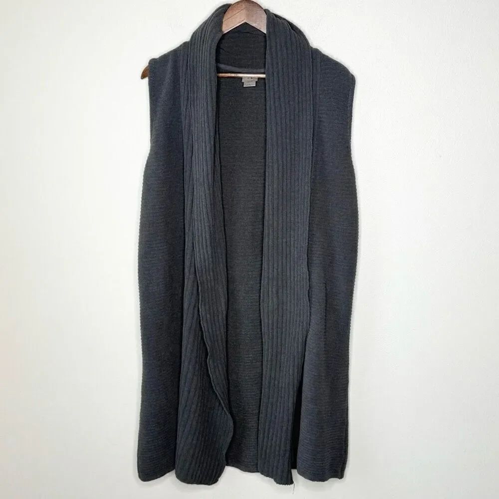 Natori Gray Plush Sleeveless Duster Cardigan - Women’s US L